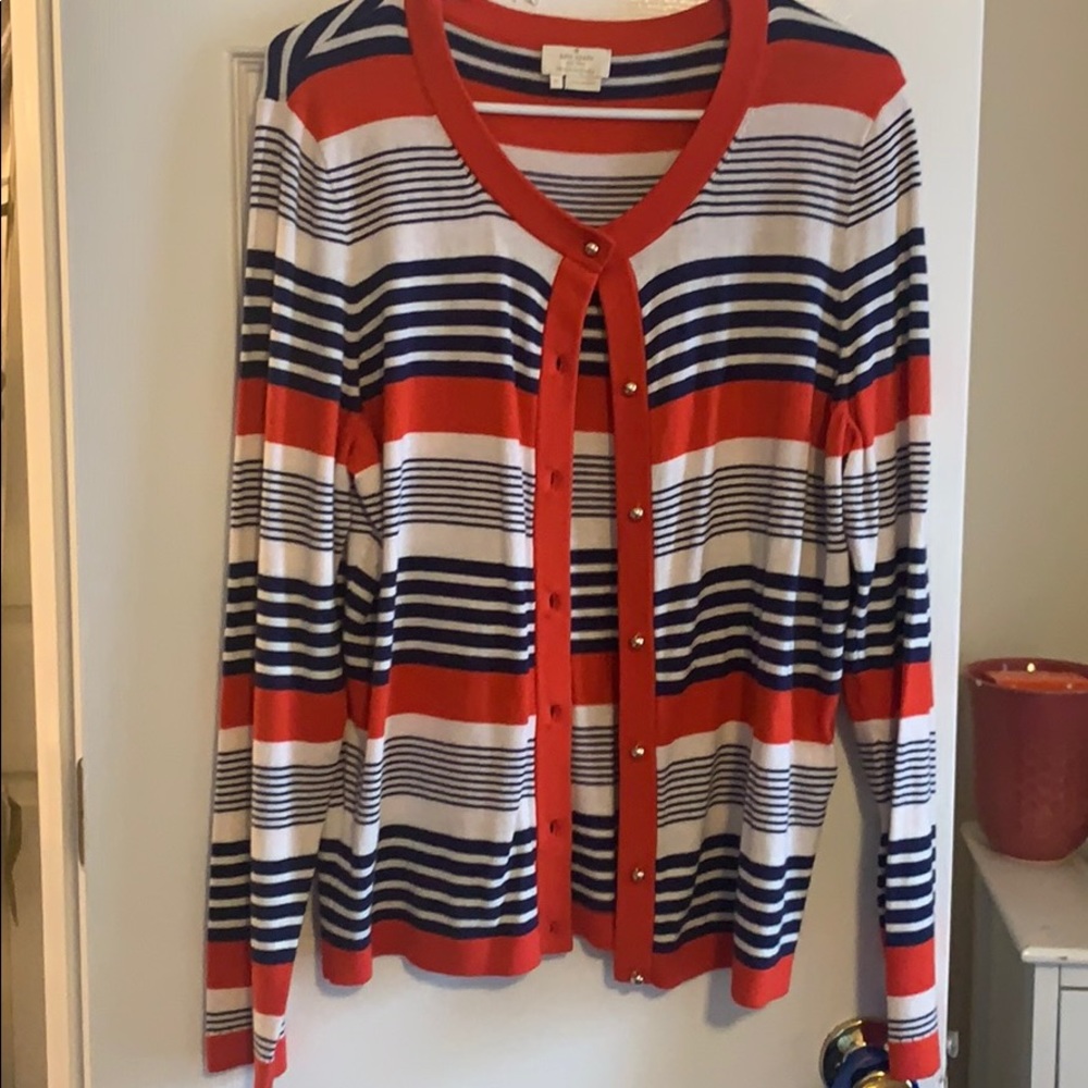 Kate Spade Red and Navy Striped Cardigan
